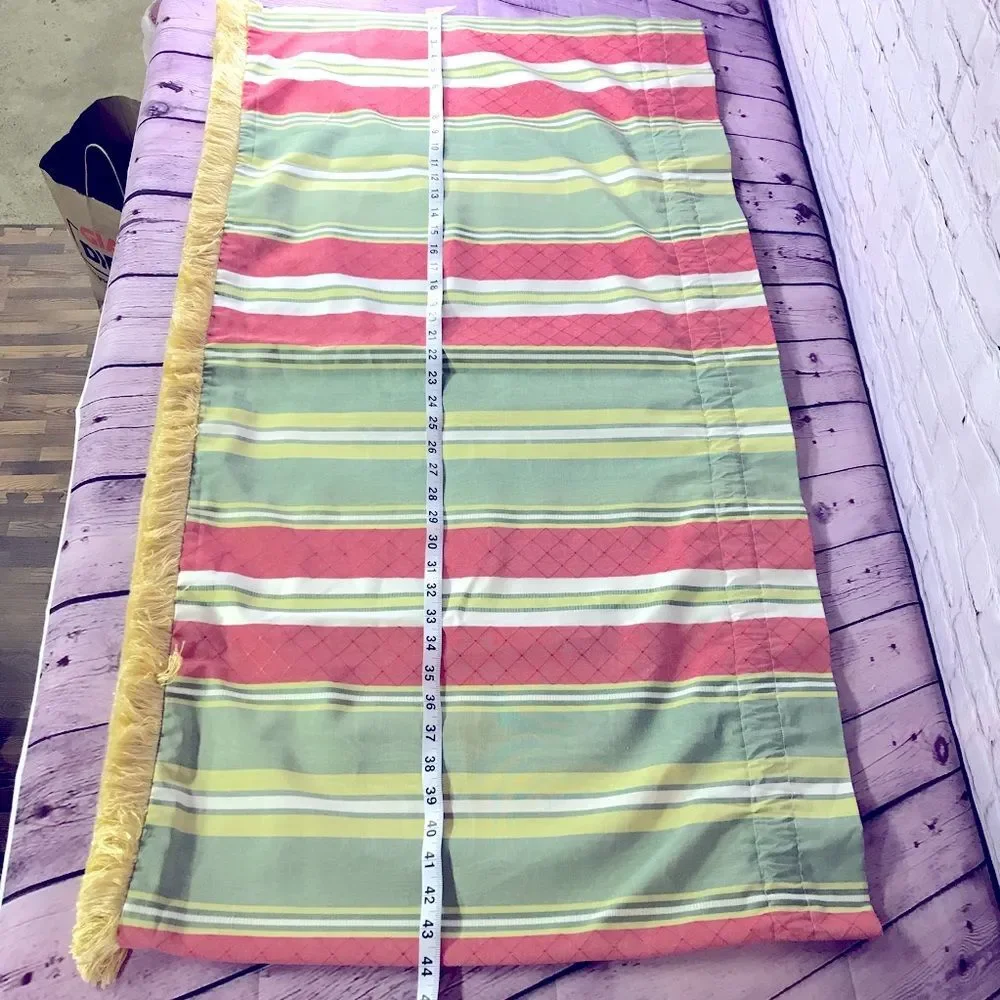 Custom Tailored Grandmillenial Valance Pink Green Gold Fringe Trim Size 24